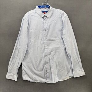 Soul of London Button Down Shirt Mens XL 17.5 Blue Geometric Micro Print